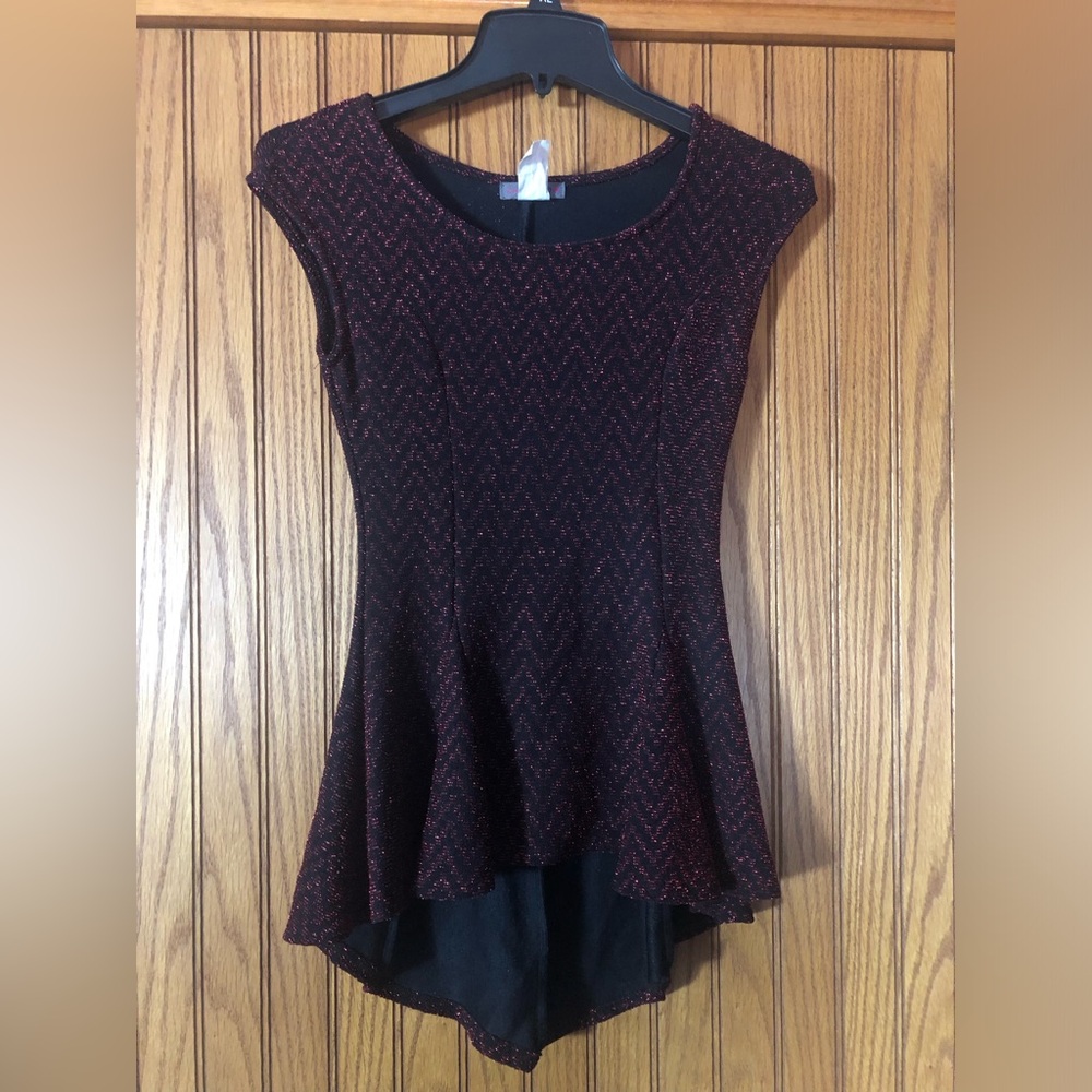Joyce Leslie Red Sparkle Peplum Tank